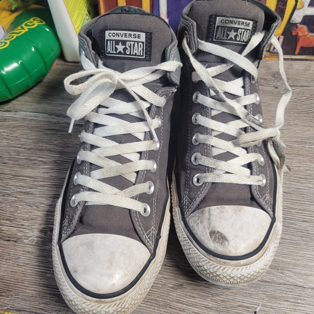 Converse ALL STAR HI TOP CANVAS & Leather SNEAKERS MEN’S‎ SMOKED NAVY Size 10.5 - Picture 3 of 9